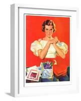 "Valentine's Gifts,"February 16, 1935-F. Sands Brunner-Framed Giclee Print