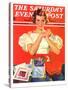 "Valentine's Gifts," Saturday Evening Post Cover, February 16, 1935-F. Sands Brunner-Stretched Canvas