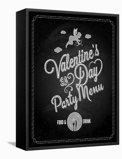 Valentines Day Chalkboard Menu Background-Pushkarevskyy-Framed Stretched Canvas