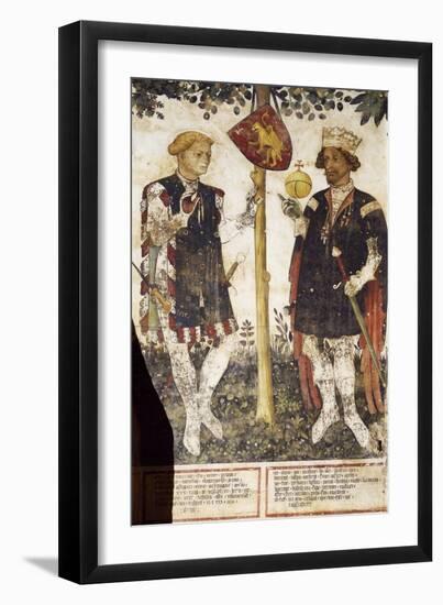 Valerano and Thomas Ii, Heroes, Detail from the Frescoes in the Baronial Hall-Giacomo Jaquerio-Framed Giclee Print