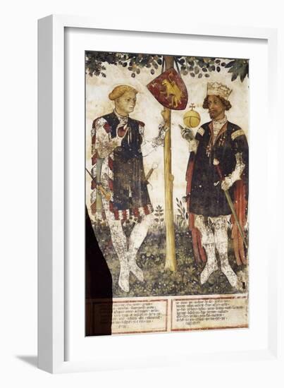 Valerano and Thomas Ii, Heroes, Detail from the Frescoes in the Baronial Hall-Giacomo Jaquerio-Framed Giclee Print