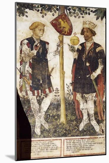 Valerano and Thomas Ii, Heroes, Detail from the Frescoes in the Baronial Hall-Giacomo Jaquerio-Mounted Giclee Print
