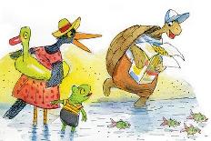 Ted, Ed, Caroll and the Trampoline - Turtle-Valeri Gorbachev-Giclee Print