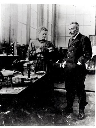 Pierre (1859-1906) and Marie Curie (1867-1934) in their Laboratory, c.1900