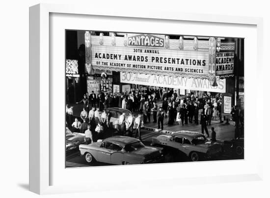 Valet Attendants Ready to Park Celebrities' Cars, 30th Academy Awards, Los Angeles, CA, 1958-Ralph Crane-Framed Photographic Print