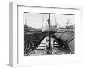 Valkyrie III in Dry Dock-null-Framed Photographic Print