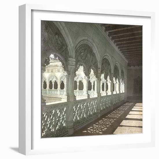 Valladolid (Spain), the Gallery with Twisted Columns on the Patio of the Colegio De San Gregorio-Leon, Levy et Fils-Framed Photographic Print