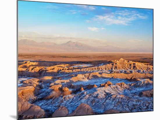 Valle de la Luna (Valley of the Moon) at sunset, near San Pedro de Atacama, elevated view, Atacama -Karol Kozlowski-Mounted Photographic Print