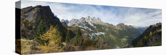 Valle di Gares and village Gares, Focobon mountain range in the Pale di San Martino.-Martin Zwick-Stretched Canvas