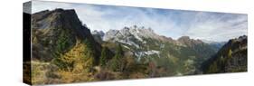Valle di Gares and village Gares, Focobon mountain range in the Pale di San Martino.-Martin Zwick-Stretched Canvas