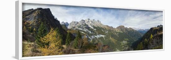 Valle di Gares and village Gares, Focobon mountain range in the Pale di San Martino.-Martin Zwick-Framed Photographic Print