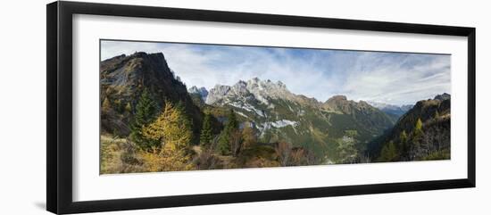 Valle di Gares and village Gares, Focobon mountain range in the Pale di San Martino.-Martin Zwick-Framed Photographic Print