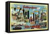 Vallejo, California - Large Letter Scenes-Lantern Press-Framed Stretched Canvas