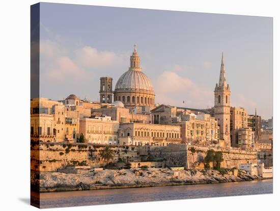 Valletta During Sunset and Marsamxett Harbor, Malta-Martin Zwick-Stretched Canvas