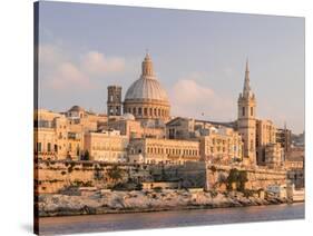 Valletta During Sunset and Marsamxett Harbor, Malta-Martin Zwick-Stretched Canvas