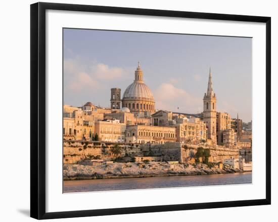 Valletta During Sunset and Marsamxett Harbor, Malta-Martin Zwick-Framed Photographic Print