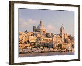 Valletta During Sunset and Marsamxett Harbor, Malta-Martin Zwick-Framed Photographic Print