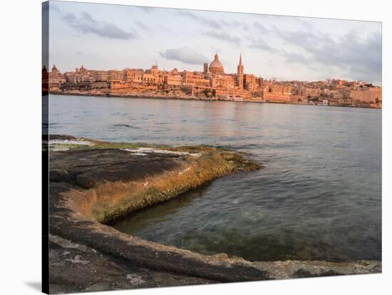 Valletta During Sunset and Marsamxett Harbor, Malta-Martin Zwick-Stretched Canvas