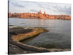 Valletta During Sunset and Marsamxett Harbor, Malta-Martin Zwick-Stretched Canvas