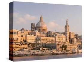 Valletta During Sunset and Marsamxett Harbor, Malta-Martin Zwick-Stretched Canvas