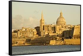 Valletta, Malta, Waterfront City Skyline During Sunset-Richard Wright-Framed Stretched Canvas