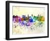 Valletta Skyline in Watercolor Background-paulrommer-Framed Art Print