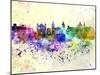 Valletta Skyline in Watercolor Background-paulrommer-Mounted Art Print