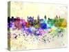 Valletta Skyline in Watercolor Background-paulrommer-Stretched Canvas