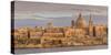 Valletta Skyline Panorama at Sunset with the Carmelite Church Dome and St. Pauls Anglican Cathedral-Neale Clark-Stretched Canvas