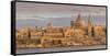 Valletta Skyline Panorama at Sunset with the Carmelite Church Dome and St. Pauls Anglican Cathedral-Neale Clark-Framed Stretched Canvas