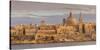 Valletta Skyline Panorama at Sunset with the Carmelite Church Dome and St. Pauls Anglican Cathedral-Neale Clark-Stretched Canvas