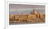 Valletta Skyline Panorama at Sunset with the Carmelite Church Dome and St. Pauls Anglican Cathedral-Neale Clark-Framed Photographic Print