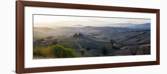 Valley at Sunrise, Val D'Orcia, Tuscany, Italy-null-Framed Photographic Print