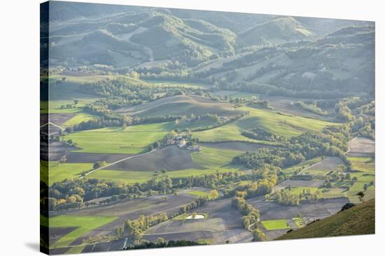 Valley at sunset in autumn, Monte Cucco Park, Apennines, Umbria, Italy, Europe-Lorenzo Mattei-Stretched Canvas