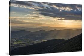 Valley at sunset in autumn, Monte Cucco Park, Apennines, Umbria, Italy, Europe-Lorenzo Mattei-Stretched Canvas