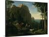 Valley by Amalfi with a view over Salerno Bay-Ludwig Adrian Richter-Stretched Canvas