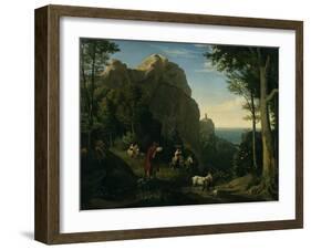 Valley by Amalfi with a view over Salerno Bay-Ludwig Adrian Richter-Framed Giclee Print