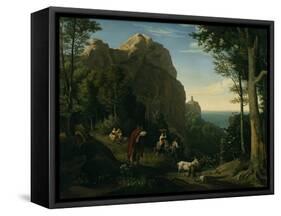Valley by Amalfi with a view over Salerno Bay-Ludwig Adrian Richter-Framed Stretched Canvas