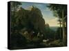 Valley by Amalfi with a view over Salerno Bay-Ludwig Adrian Richter-Stretched Canvas