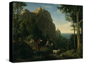 Valley by Amalfi with a view over Salerno Bay-Ludwig Adrian Richter-Stretched Canvas