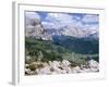 Valley East of Gardena Pass with Villages of Colfosco and Corvara, Dolomites, Alto Adige, Italy-Richard Nebesky-Framed Photographic Print