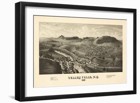 Valley Falls, New York - Panoramic Map-Lantern Press-Framed Art Print