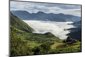 Valley filled with cloud in Andes central highlands, hiding the Nariz del Diablo railway below Chun-Tony Waltham-Mounted Photographic Print