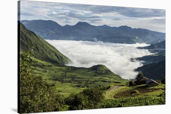 Valley filled with cloud in Andes central highlands, hiding the Nariz del Diablo railway below Chun-Tony Waltham-Stretched Canvas