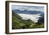 Valley filled with cloud in Andes central highlands, hiding the Nariz del Diablo railway below Chun-Tony Waltham-Framed Photographic Print