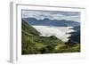 Valley filled with cloud in Andes central highlands, hiding the Nariz del Diablo railway below Chun-Tony Waltham-Framed Photographic Print