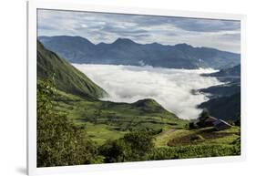 Valley filled with cloud in Andes central highlands, hiding the Nariz del Diablo railway below Chun-Tony Waltham-Framed Photographic Print