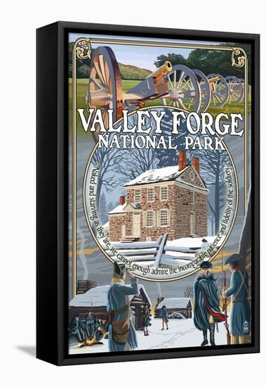 Valley Forge, Pennsylvania - Montage Scenes-Lantern Press-Framed Stretched Canvas
