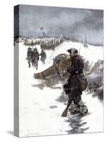 Valley Forge Soldier on Picket Duty in the Snow, Awaiting His Relief Shift, American Revolution-null-Stretched Canvas