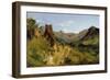 Valley in the Auvergne Mountains, 1830 (Oil on Paper Mounted on Canvas)-Theodore Rousseau-Framed Giclee Print